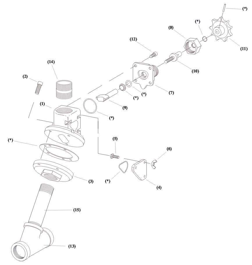 Clemco Quantum Manual Abrasive Metering Valve Parts Breakdown